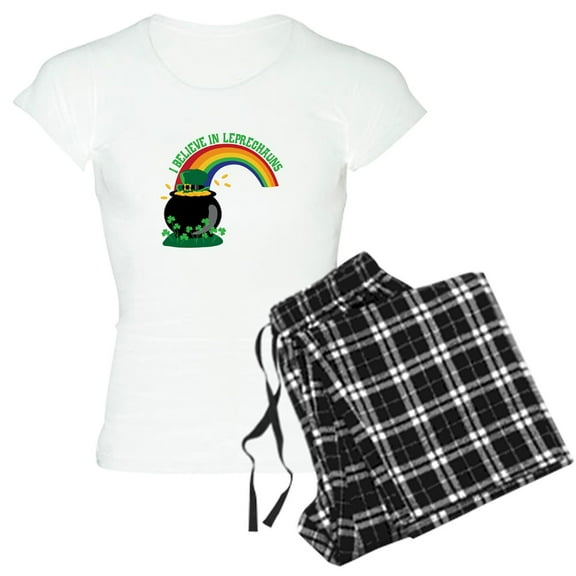 CafePress - I BELIEVE IN LEPRECHAUNS Pajamas - Women's Short Sleeve Print T-Shirt and Pants Light Cotton Pajama Set