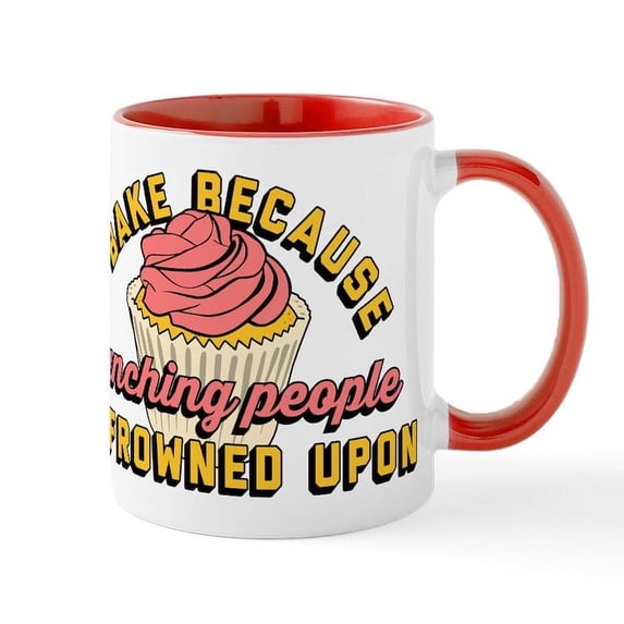 CafePress - I Bake Because Punching People I - 11 oz Ceramic Mug - Novelty Coffee Tea Cup