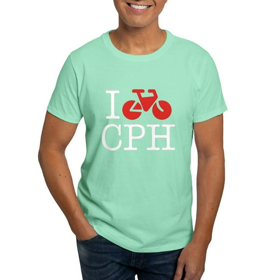 CafePress - I Bike Copenhagen Multi Colored T Shirt - Men's Classic Graphic Cotton T-Shirt