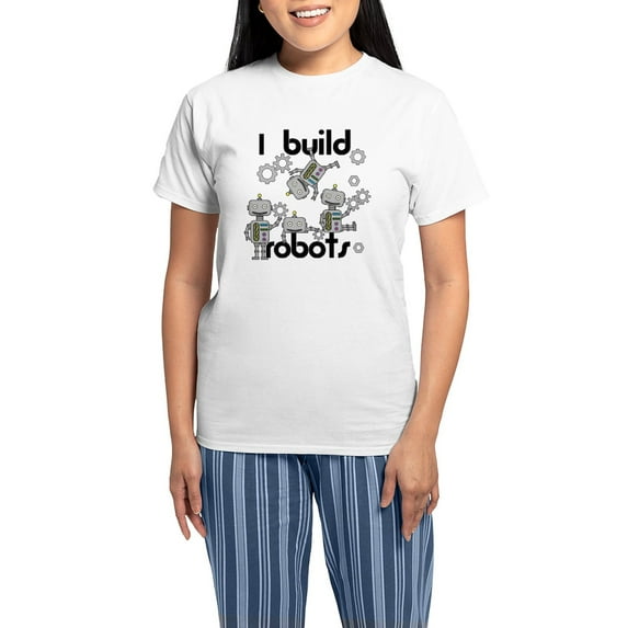 CafePress - I Build Robots Women's Light Pajamas - Women's Short Sleeve Print T-Shirt and Pants Light Cotton Pajama Set