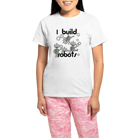 CafePress - I Build Robots Women's Light Pajamas - Women's Short Sleeve Print T-Shirt and Pants Light Cotton Pajama Set