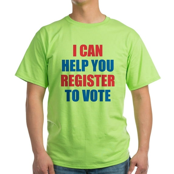 CafePress - I CAN HELP YOU REGISTER TO VOTE VOLUNTEER VOTER T - Light T-Shirt - CP