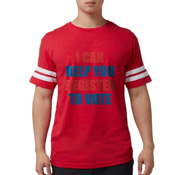 CafePress - I CAN HELP YOU REGISTER TO VOTE VOLUNTEER VOTER T - Mens Football Shirt