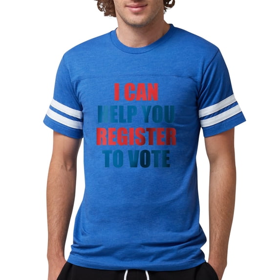 CafePress - I CAN HELP YOU REGISTER TO VOTE VOLUNTEER VOTER T - Mens Football Shirt