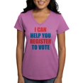 thumbnail image 1 of CafePress - I CAN HELP YOU REGISTER TO VOTE VOLUNTEER VOTER T - Women's V-Neck Dark T-Shirt, 1 of 4