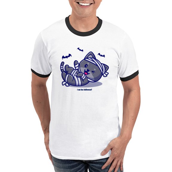 CafePress - I Can Has Halloween? Men's Ringer T Shirt - 100% Cotton Ringed T-Shirt