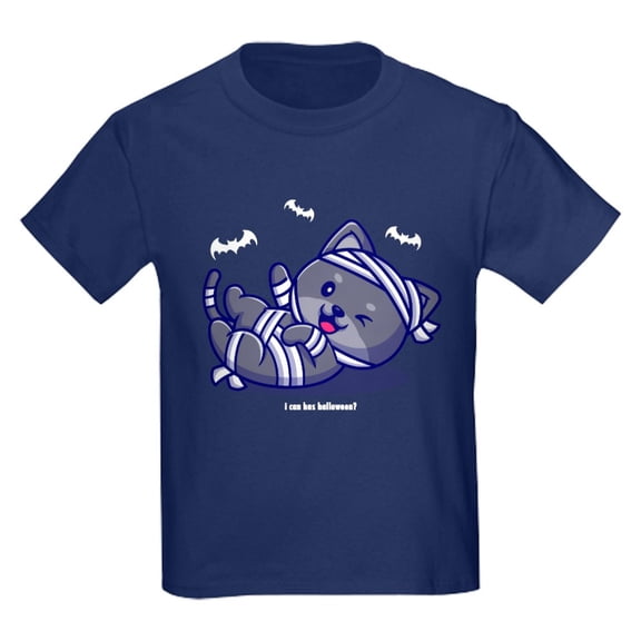 CafePress - I Can Has Halloween? White Text Kids T Shirt - Dark T-Shirt Kids XS-XL