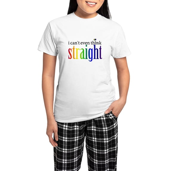 CafePress - I Can't Even Think Straight Women's Light Pajamas - Women's Short Sleeve Print T-Shirt and Pants Light Cotton Pajama Set