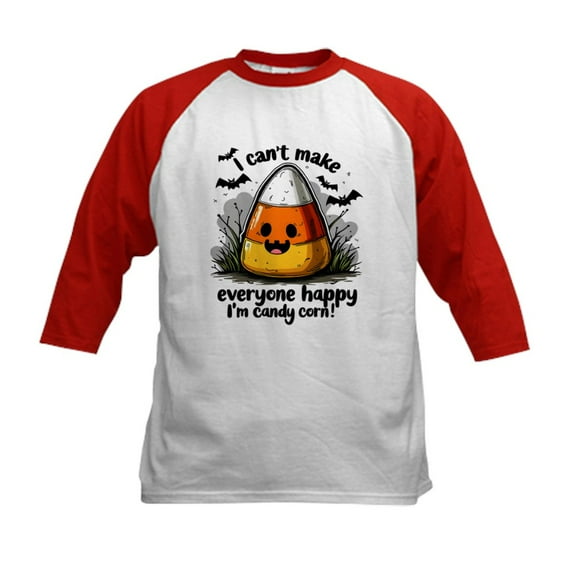CafePress - I Can't Make Everyone Happy I'm Candy Corn Kids Baseball T Shirt - Kids Cotton Baseball Jersey, 3/4 Sleeve Shirt