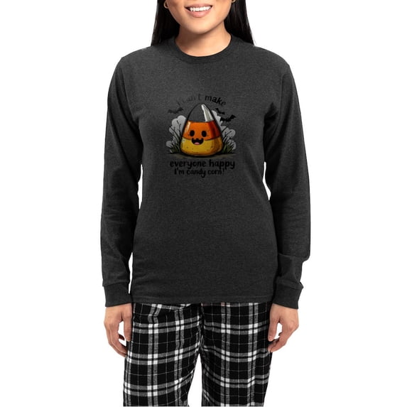 CafePress - I Can't Make Everyone Happy I'm Candy Corn - Women's Long Sleeve Charcoal Gray Pajamas