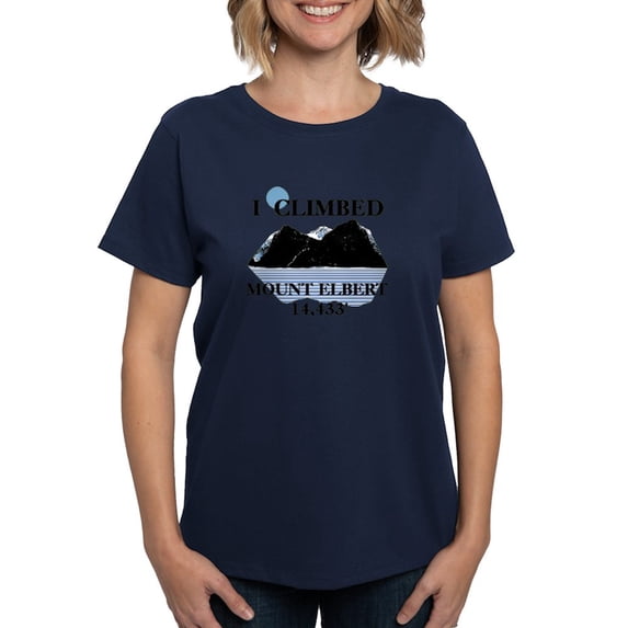 CafePress - I Climbed Mount Elbert Women's Dark T Shirt - Women's Traditional Fit Dark T-Shirt