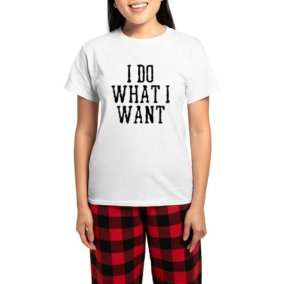 CafePress - I Do What I Want Women's Light Pajamas - Women's Short Sleeve Print T-Shirt and Pants Light Cotton Pajama Set