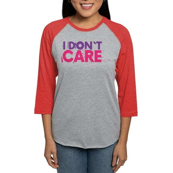 CafePress - I Don't Care - Womens Baseball Tee