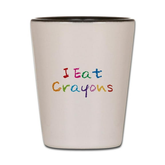 CafePress - I Eat Crayons - White/Black Shot Glass, Unique and Funny Shot Glass