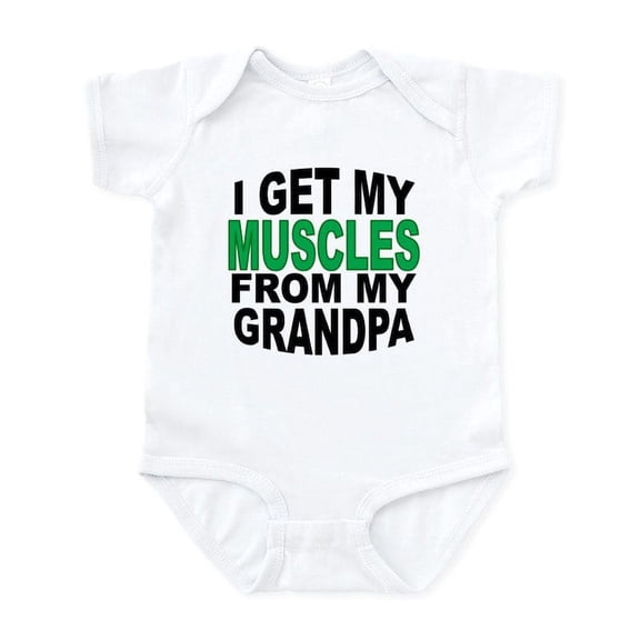 CafePress - I Get My Muscles From My Grandpa Body Suit - Baby Light Bodysuit, Size Newborn - 24 Months