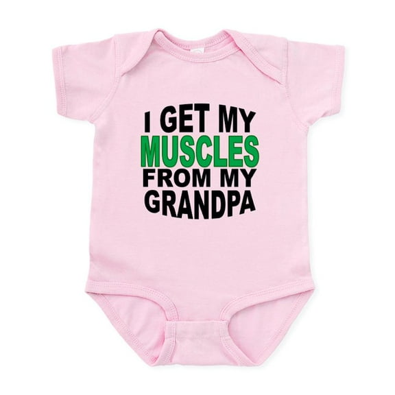 CafePress - I Get My Muscles From My Grandpa Body Suit - Baby Light Bodysuit, Size Newborn - 24 Months