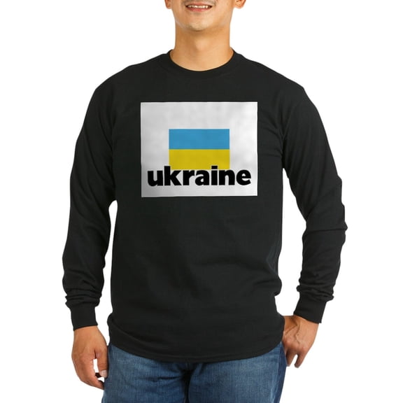 CafePress - I HEART UKRAINE FLAG Men's Long Sleeve T Shirt - Long Sleeve Dark T-Shirt