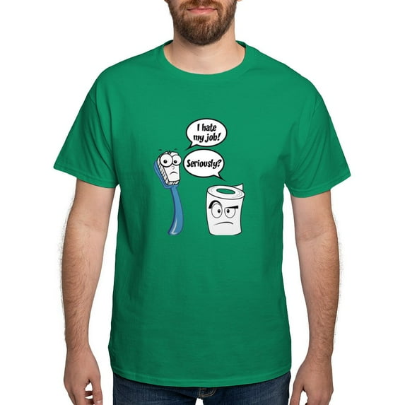 CafePress - I Hate My Job Seriously? Funny Sayings T Shirt - Men's Classic Graphic Cotton T-Shirt