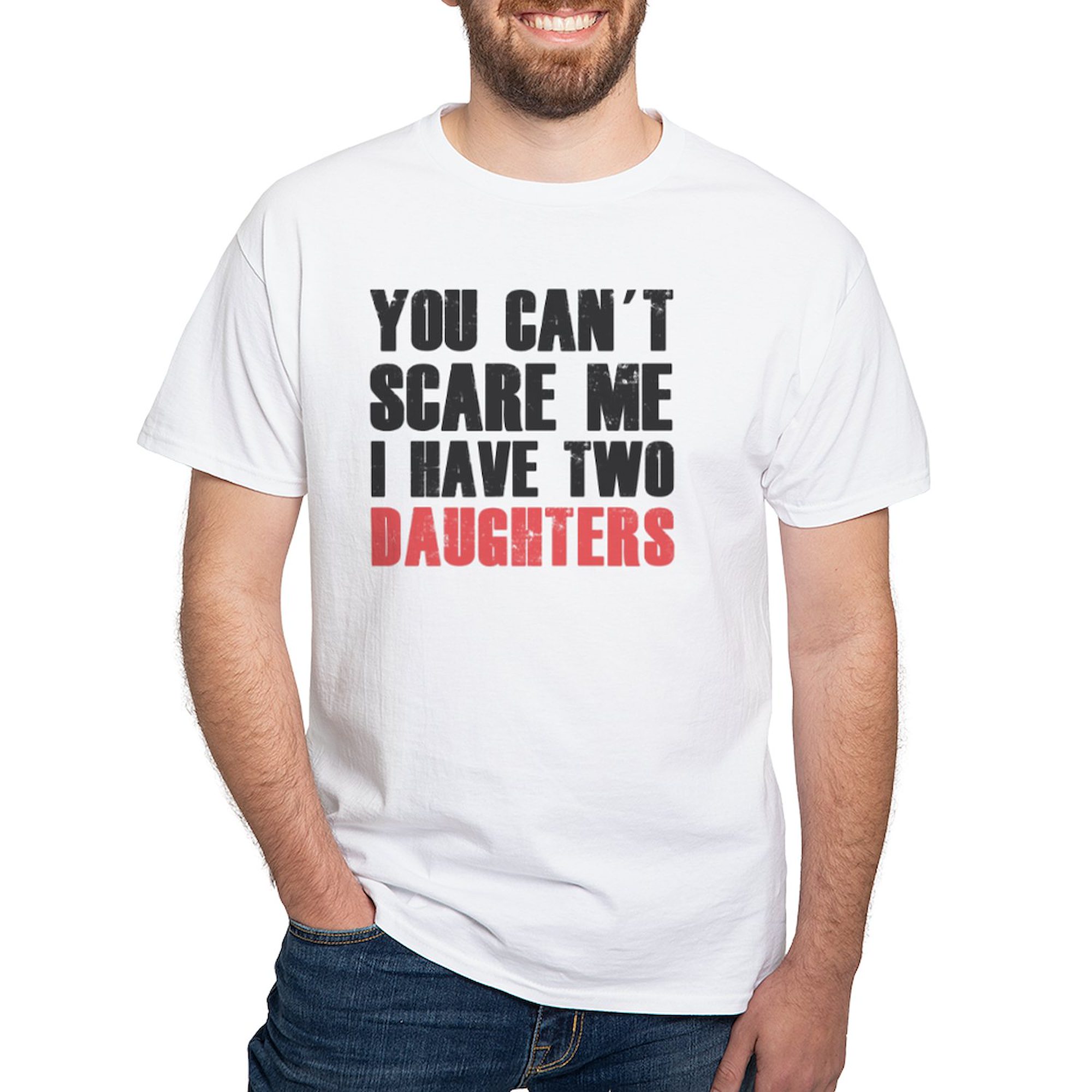 CafePress - I Have Two Daughters White T Shirt - Men's Classic T-Shirts - image 1 of 4