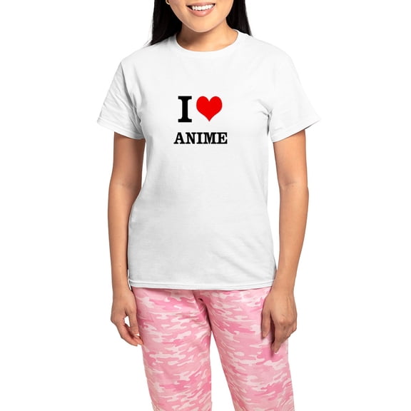 CafePress - I Heart Anime Women's Light Pajamas - Women's Short Sleeve Print T-Shirt and Pants Light Cotton Pajama Set