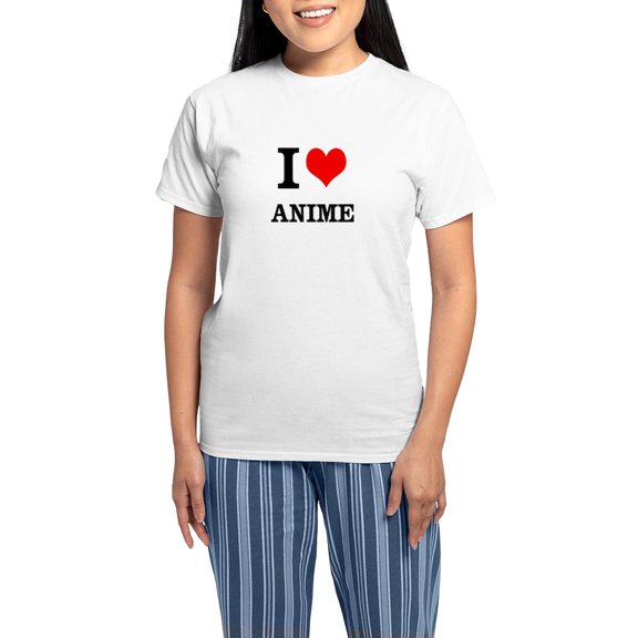 CafePress - I Heart Anime Women's Light Pajamas - Women's Short Sleeve Print T-Shirt and Pants Light Cotton Pajama Set