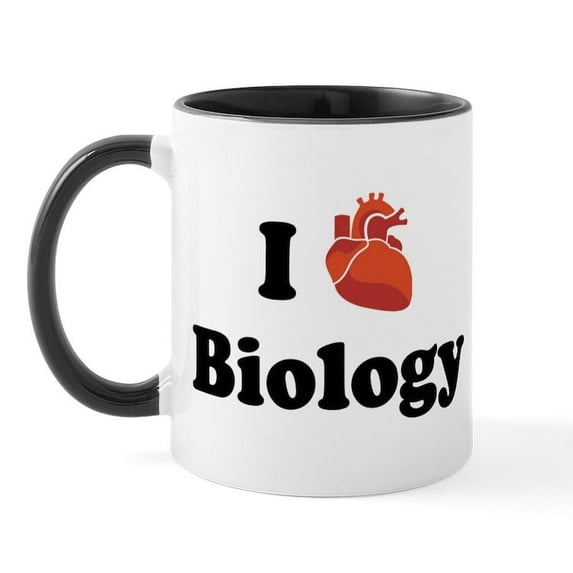 CafePress - I (Heart) Biology Mug - 11 oz Ceramic Mug - Novelty Coffee Tea Cup