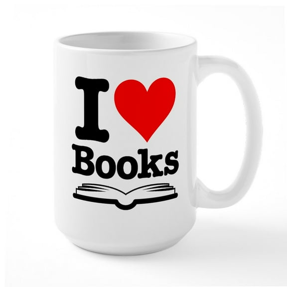 CafePress - I Heart Books Large Mug - 15 oz Ceramic Large White Novelty Mug