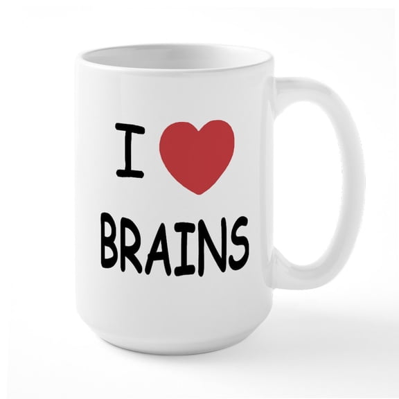 CafePress - I Heart Brains Large Mug - 15 oz Ceramic Large White Novelty Mug