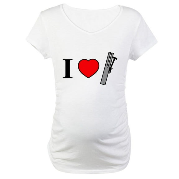 CafePress - I Heart Chimes Horizontal Maternity T Shirt - Cotton Maternity T-shirt, Cute & Funny Pregnancy Tee
