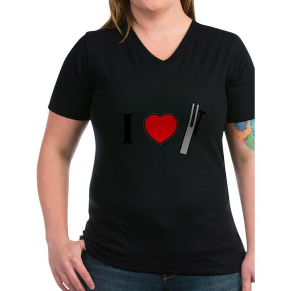 CafePress - I Heart Chimes Horizontal Women's V Neck Dark T - Women's V-Neck Dark T-Shirt