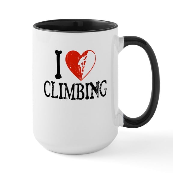 CafePress - I Heart Climbing Guy 2 Large Mug - 15 oz Ceramic Large White Novelty Mug