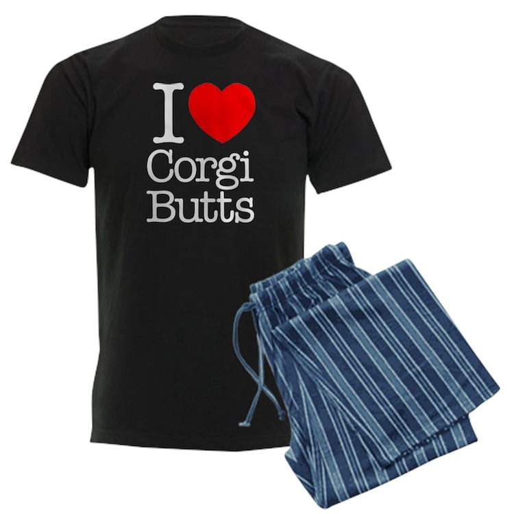 CafePress - I Heart Corgi Butts - Men's Dark Pajamas 