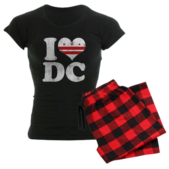 CafePress - I Heart D.C. Flag Pajamas - Women's Dark Pajamas