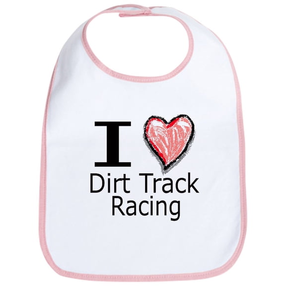 CafePress - I Heart Dirt Track Racing Bib - Cute Cotton Cloth Baby Bib, Toddler Bib