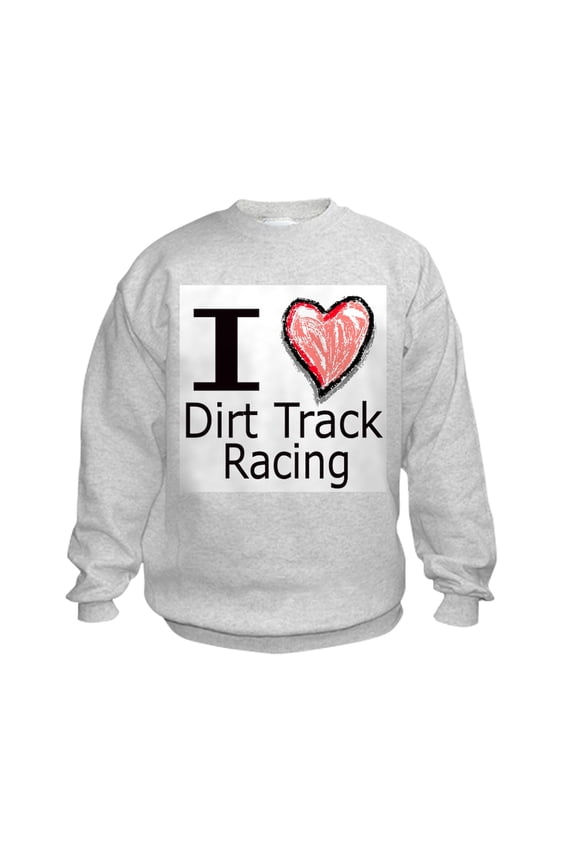 - I Heart Dirt Track Racing Kids Sweatshirt - Kids Sweatshirt, Youth Crew Neck Sweatshirt