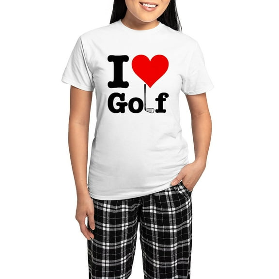 CafePress - I Heart Golf Women's Light Pajamas - Women's Short Sleeve Print T-Shirt and Pants Light Cotton Pajama Set