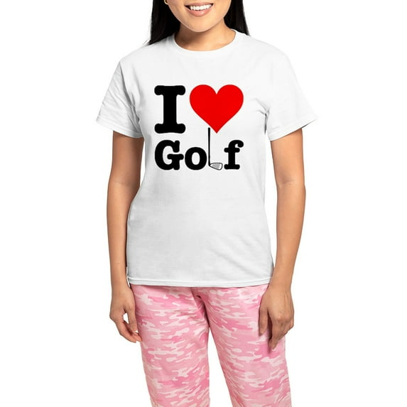 CafePress - I Heart Golf Women's Light Pajamas - Women's Short Sleeve Print T-Shirt and Pants Light Cotton Pajama Set