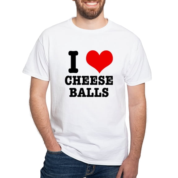 CafePress - I Heart (Love) Cheese Balls White T Shirt - Men's White Classic Cotton T-Shirts