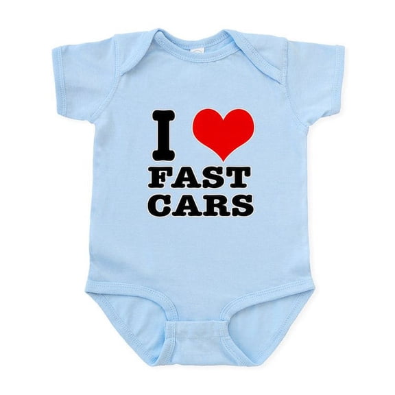 CafePress - I Heart (Love) Fast Cars Infant Bodysuit - Baby Light Bodysuit, Size Newborn - 24 Months