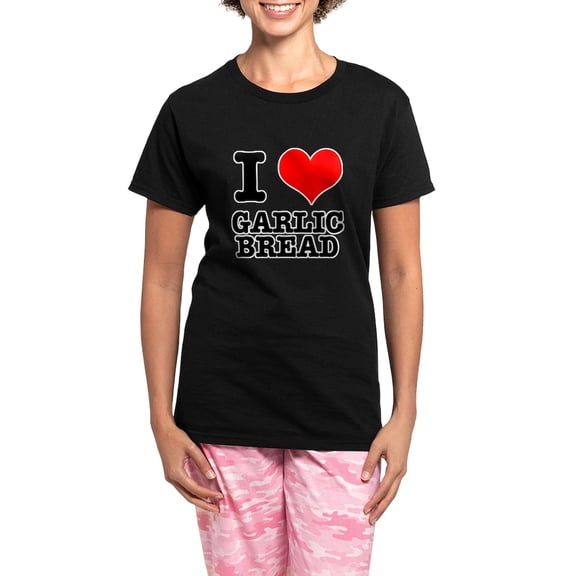 CafePress - I Heart (Love) Garlic Bread Women's Dark Pajamas - Women's Short Sleeve Print T-Shirt and Pants Dark Cotton Pajama Set