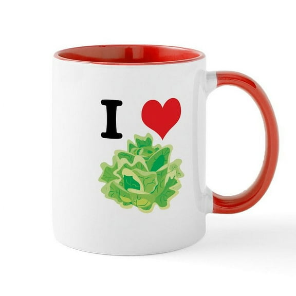 CafePress - I Heart (Love) Lettuce Mug - 11 oz Ceramic Mug - Novelty Coffee Tea Cup