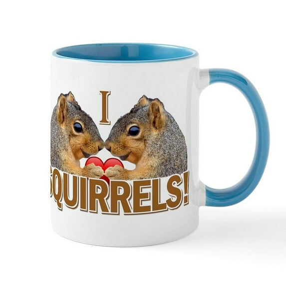 CafePress - I Heart / Love Squirrels! Mug - 11 oz Ceramic Mug - Novelty Coffee Tea Cup