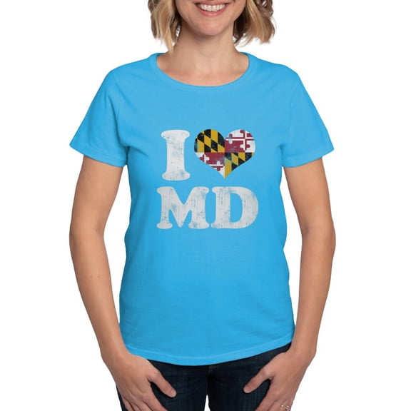 CafePress - I Heart Maryland Flag MD T Shirt - Women's Traditional Fit Dark T-Shirt