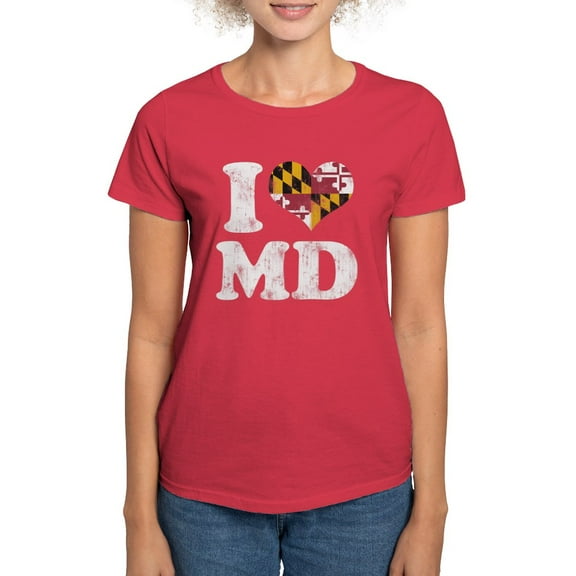 CafePress - I Heart Maryland Flag MD T Shirt - Women's Traditional Fit Dark T-Shirt