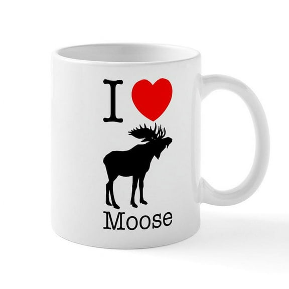 CafePress - I Heart Moose - 11 oz Ceramic Mug - Novelty Coffee Tea Cup