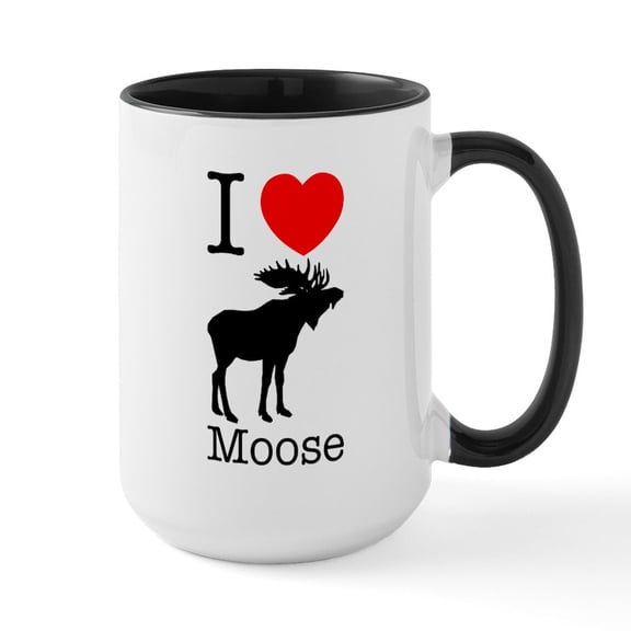 CafePress - I Heart Moose - 15 oz Ceramic Large White Novelty Mug