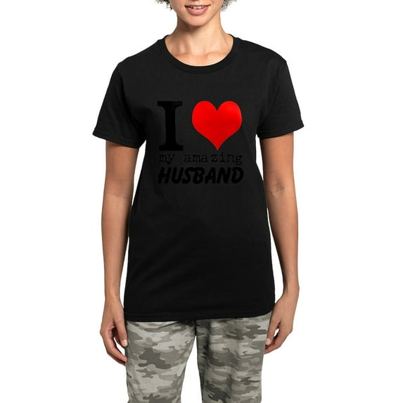 CafePress - I Heart My Amazing Husband Pajamas - Women's Short Sleeve Print T-Shirt and Pants Dark Cotton Pajama Set
