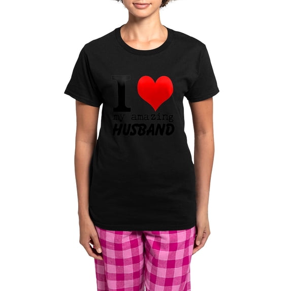 CafePress - I Heart My Amazing Husband Pajamas - Women's Short Sleeve Print T-Shirt and Pants Dark Cotton Pajama Set
