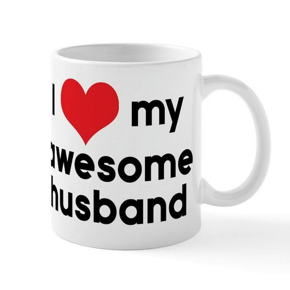CafePress - I Heart My Awesome Husband - 11 oz Ceramic Mug - Novelty Coffee Tea Cup