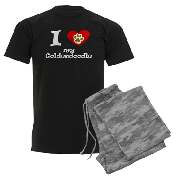 CafePress - I Heart My Goldendoodle Pajamas - Men's Dark Loose Fit Cotton Pajama Set